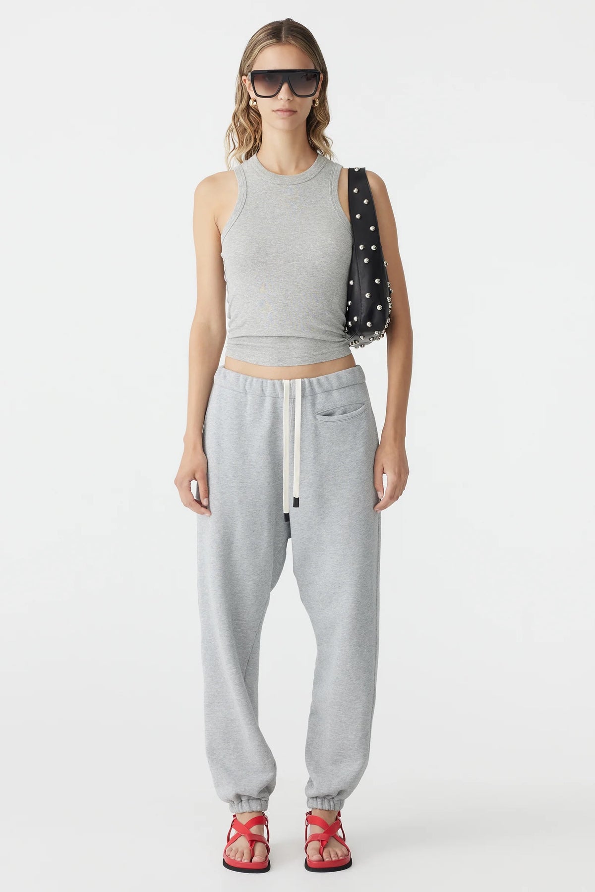 Bassike Fleece Trackpant | Grey Marl