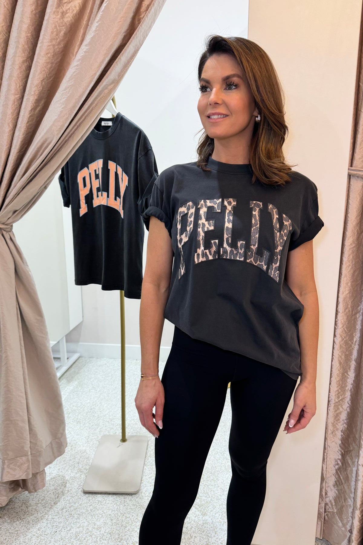 Ena Pelly Leopard Collegiate Tee | Vintage Black