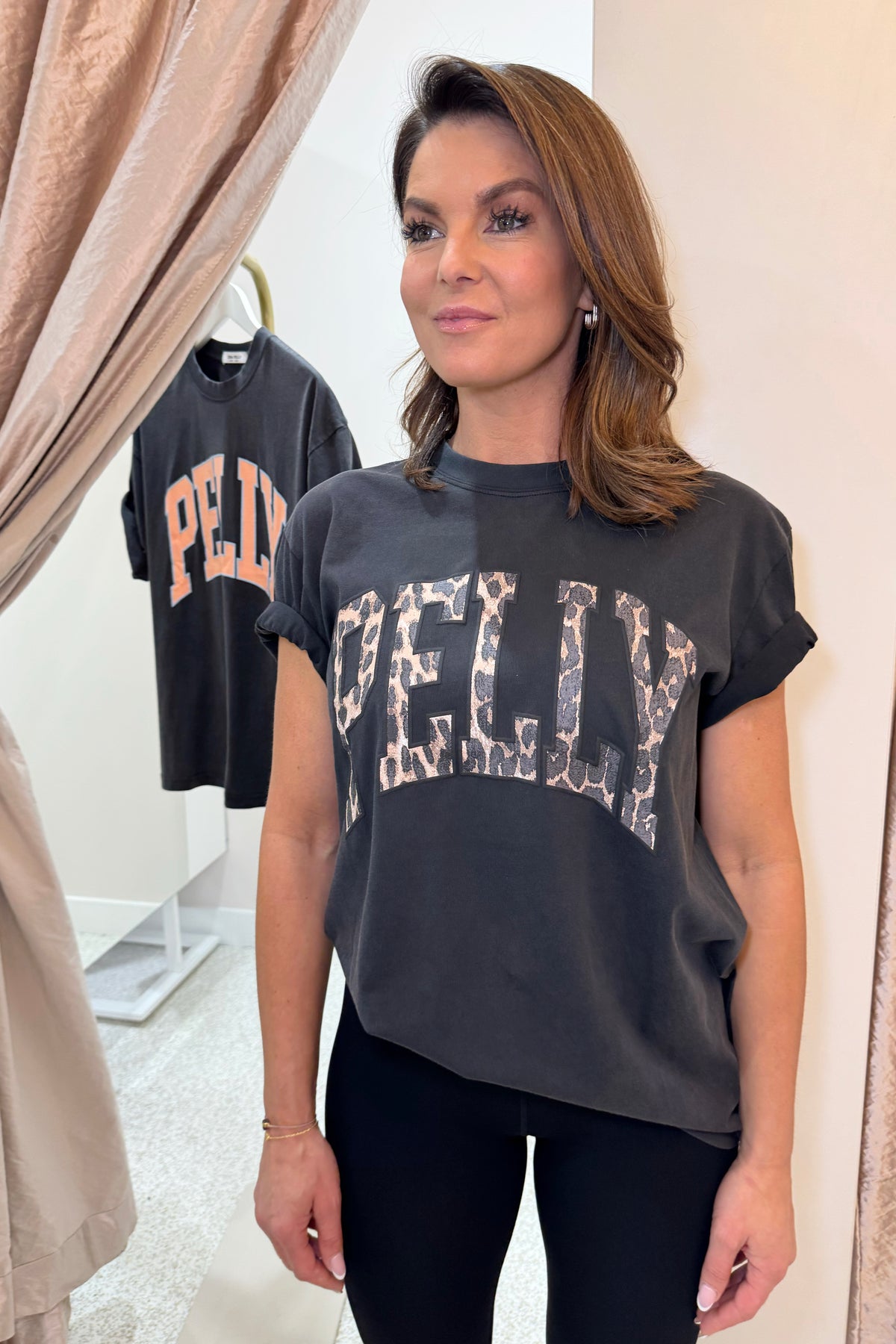 Ena Pelly Leopard Collegiate Tee | Vintage Black