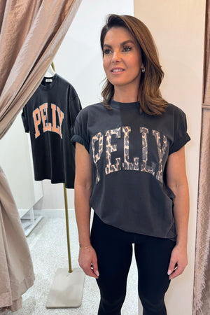 Ena Pelly Leopard Collegiate Tee | Vintage Black