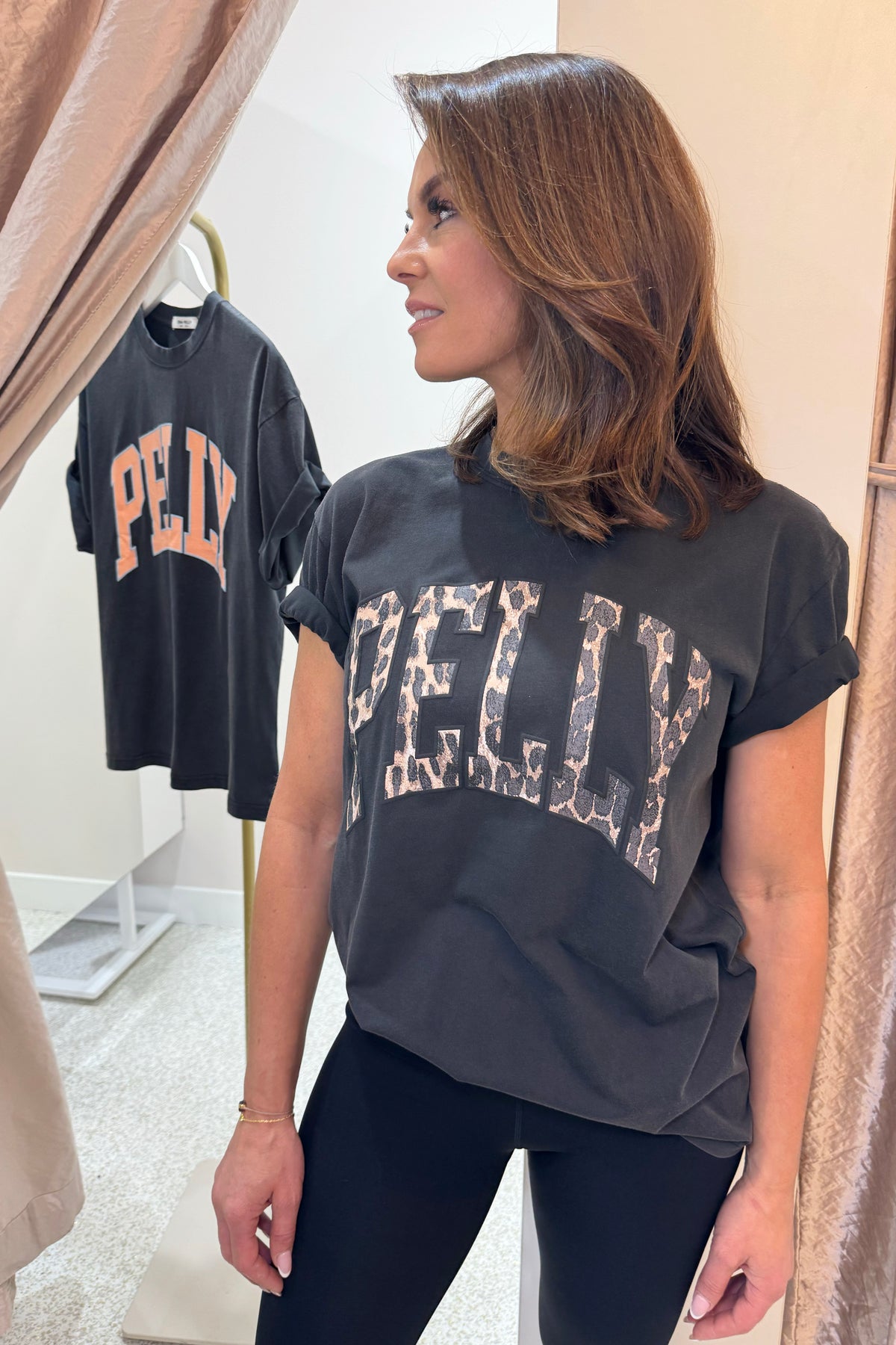 Ena Pelly Leopard Collegiate Tee | Vintage Black