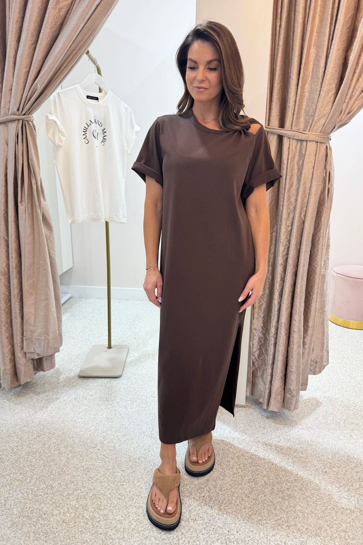 C&M Camilla & MarcJuno Knot Tee Dress | Chocolate