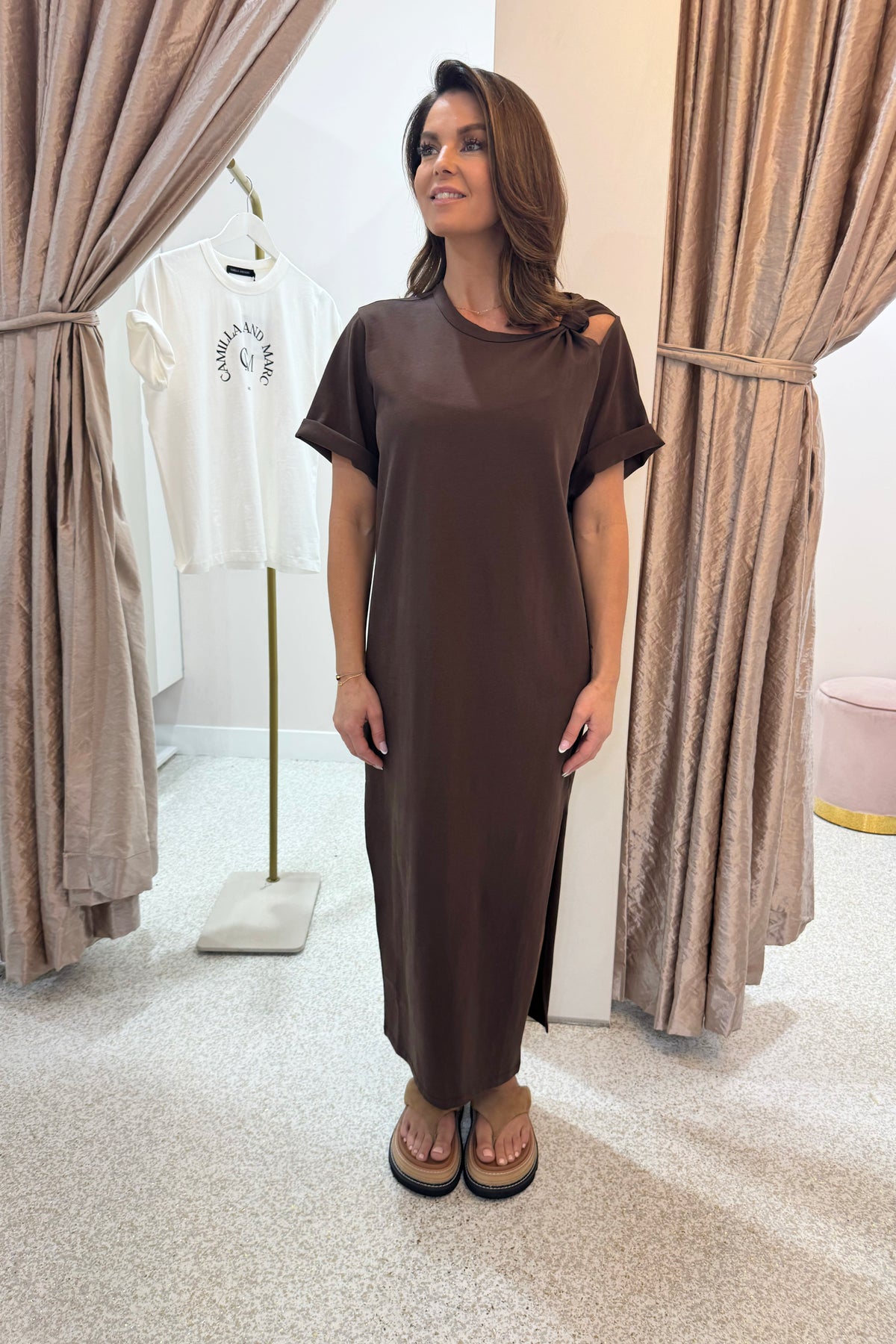 C&M Camilla & MarcJuno Knot Tee Dress | Chocolate