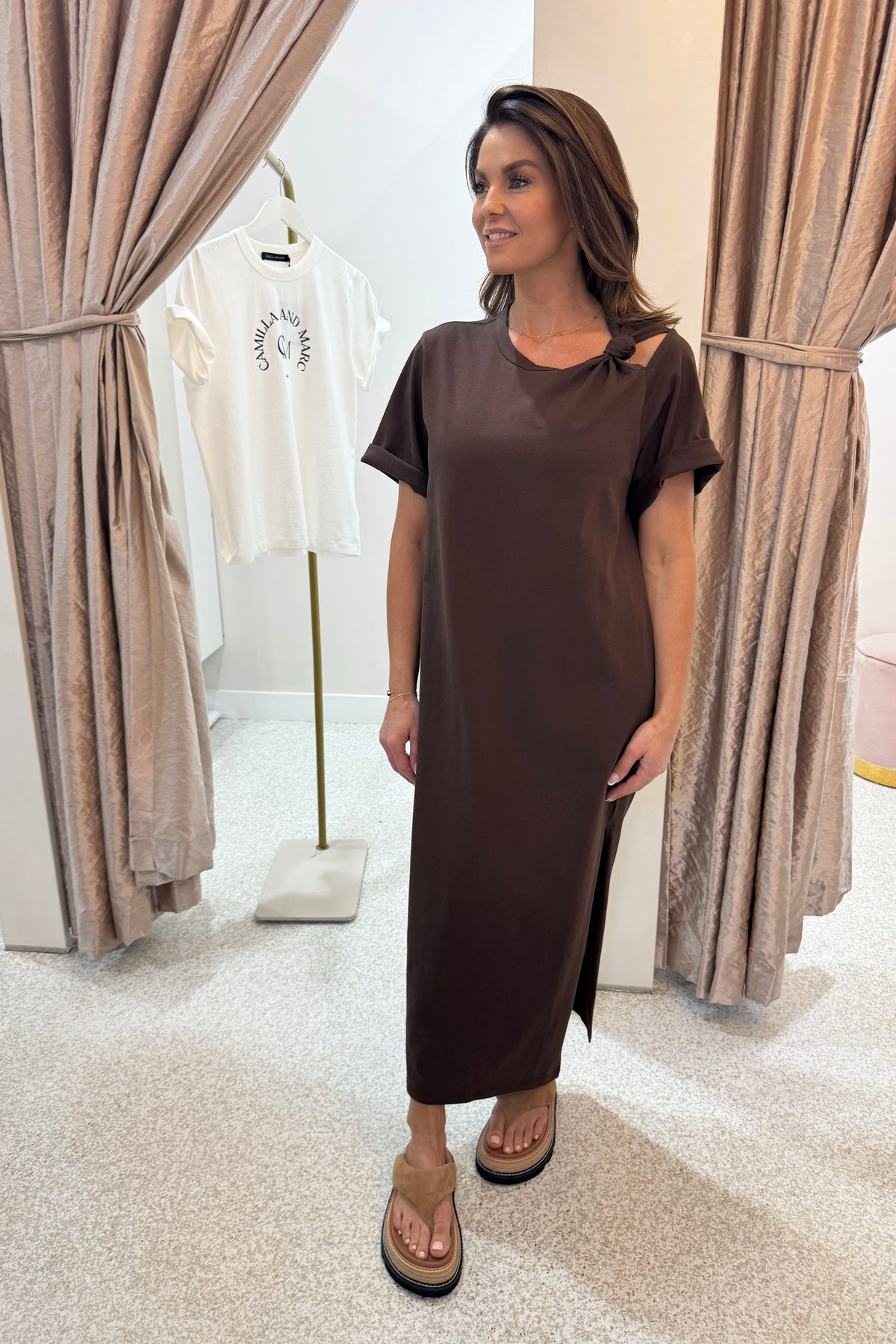 C&M Camilla & MarcJuno Knot Tee Dress | Chocolate