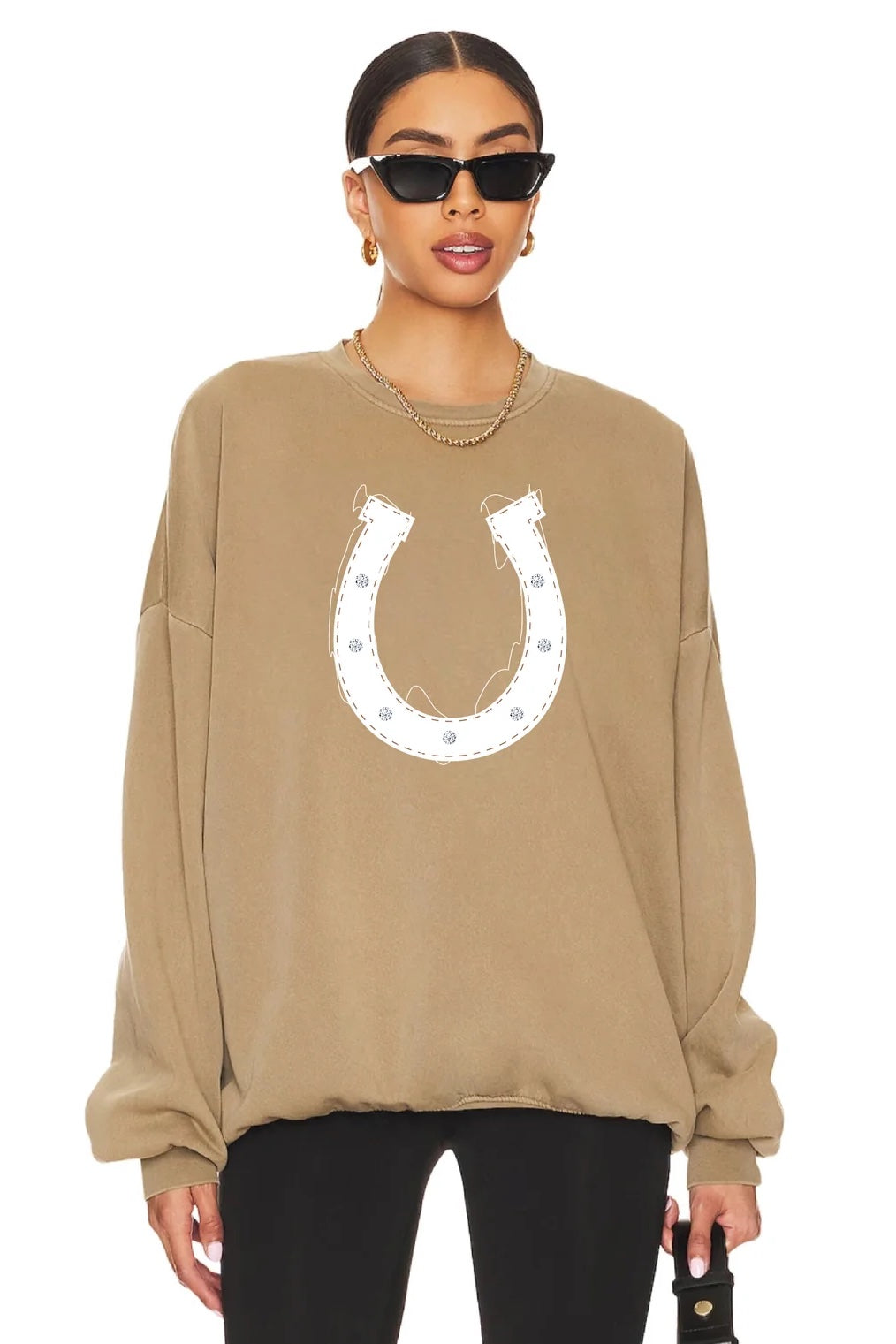The Laundry Room Horse Shoe Sweat | Camel