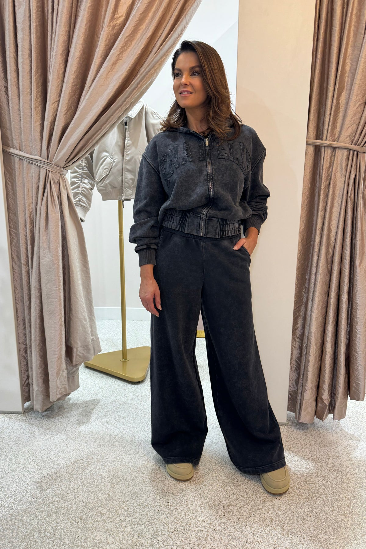 Ena Pelly Terry E.P Zip Through | Washed Charcoal
