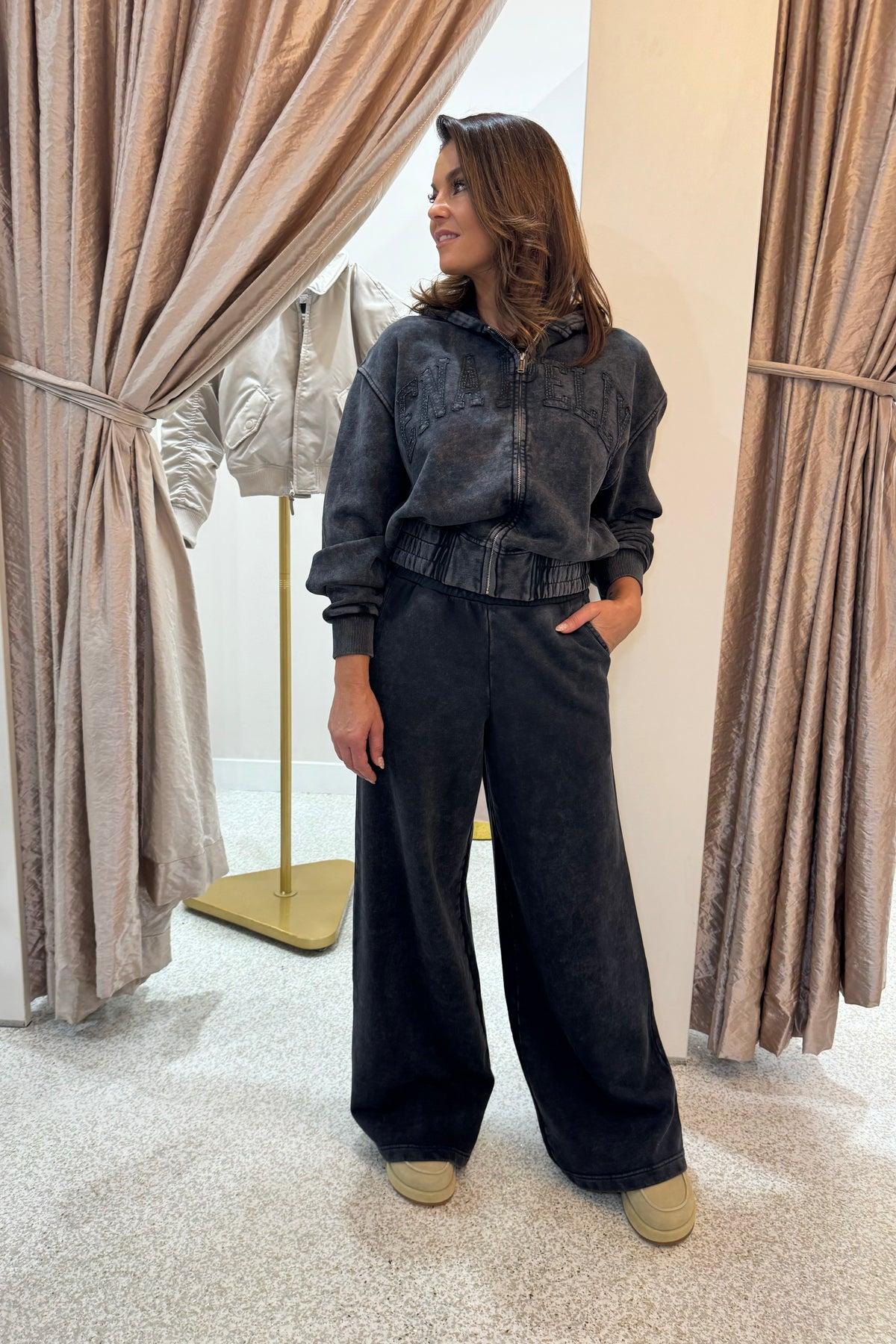 Ena Pelly Terry E.P Zip Through | Washed Charcoal