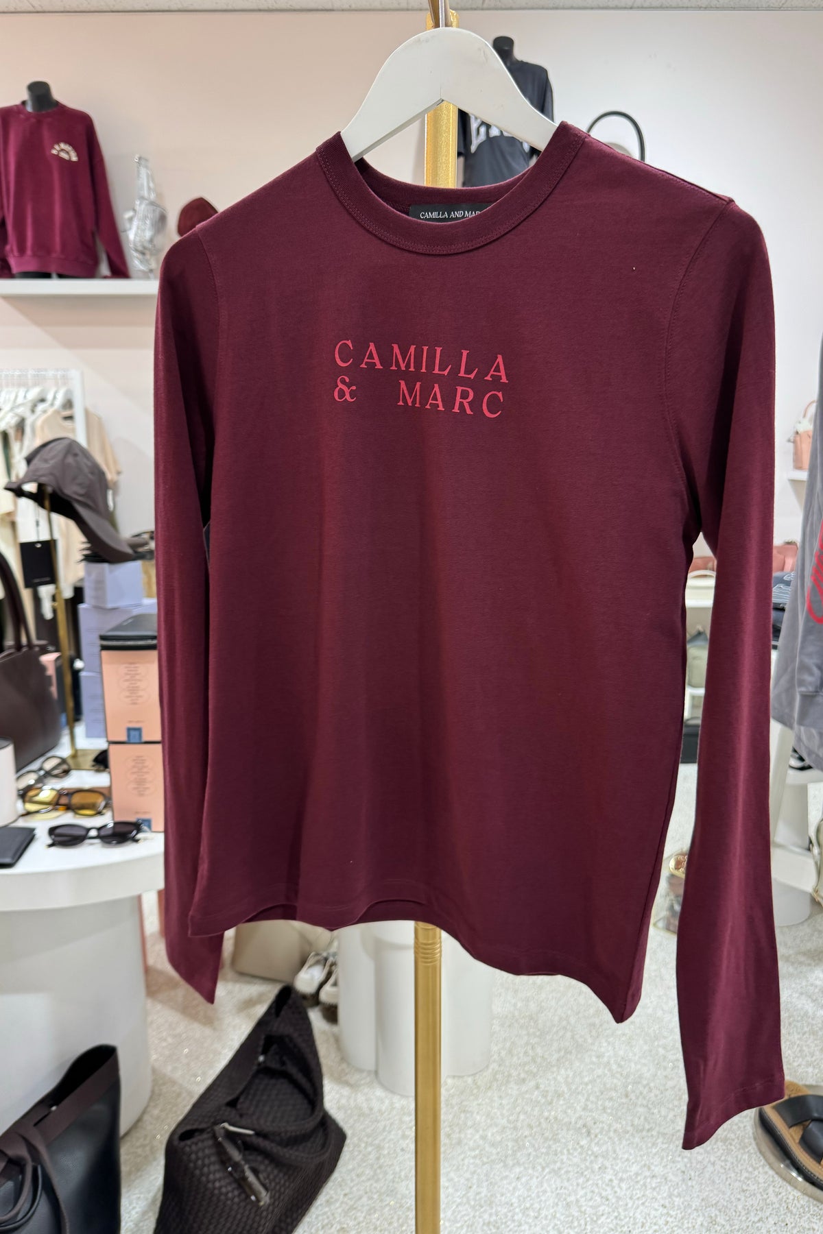 C&M Camilla & Marc Era Long Sleeve Graphic Tee | Burgandy