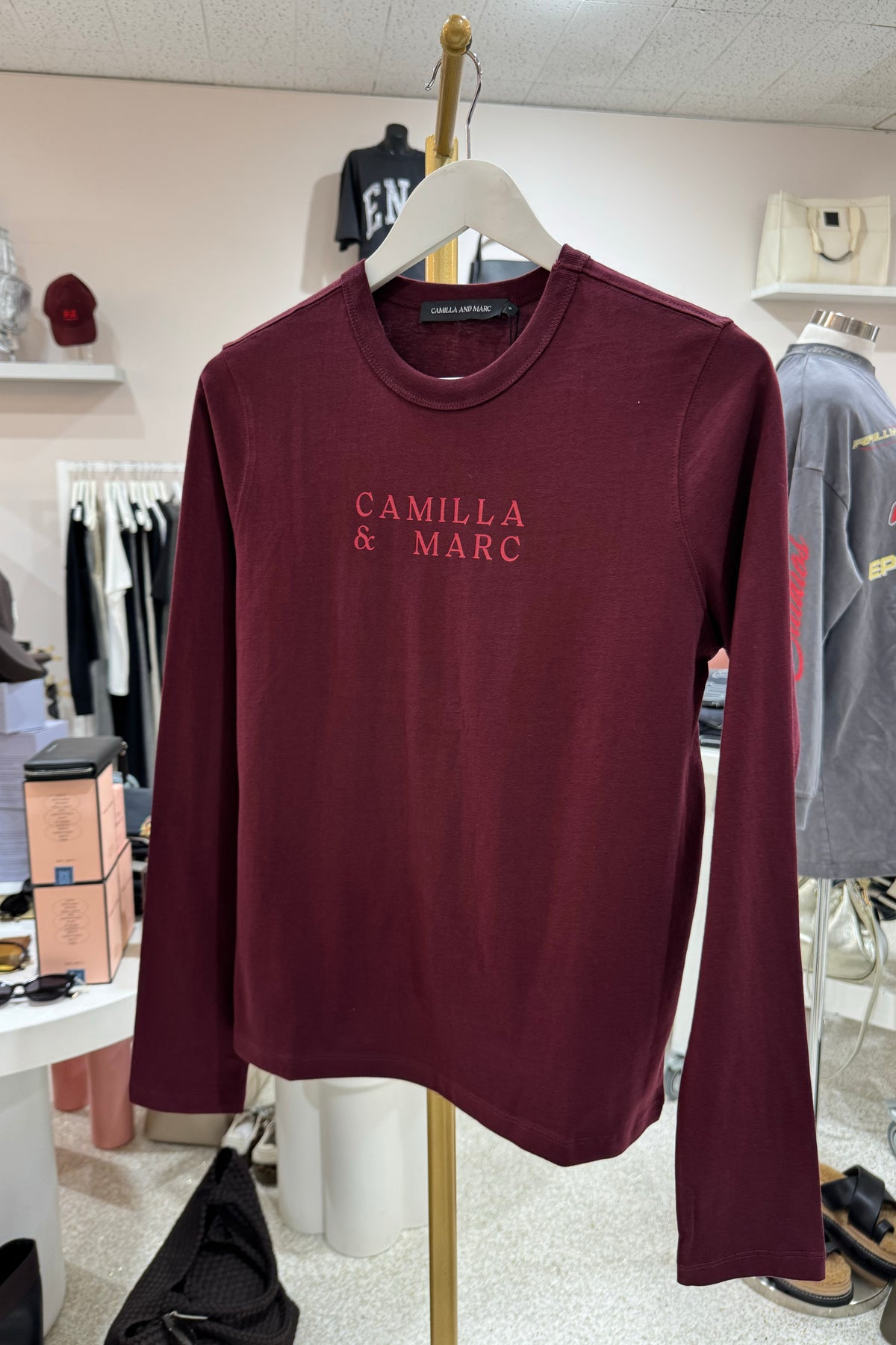 C&M Camilla & Marc Era Long Sleeve Graphic Tee | Burgandy