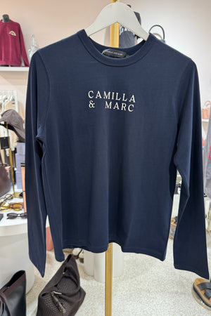 C&M Camilla & Marc Era Long Sleeve Graphic Tee | Navy/White