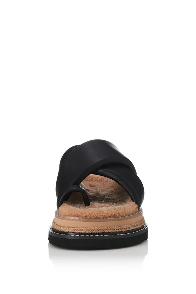 Alias Mae Venga Platform Slide | Black Leather/Shearling
