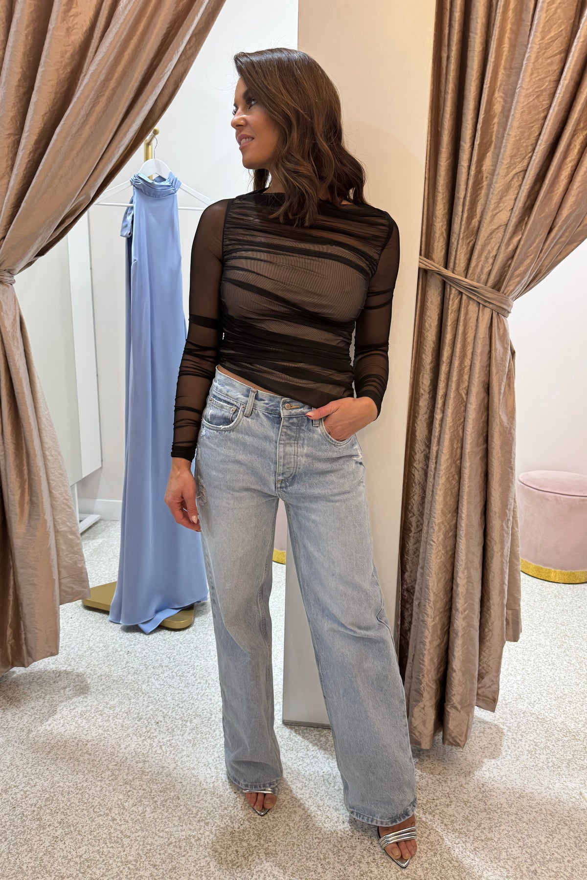 Misha The Lucid Mesh Long Sleeve Top | Black