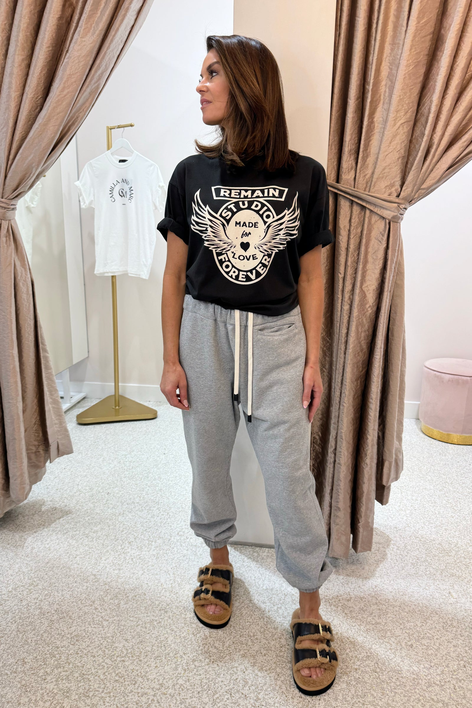 Bassike Fleece Trackpant | Grey Marl