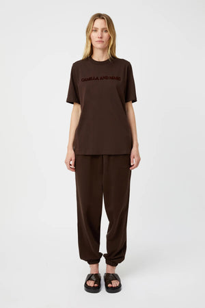 C&M Camilla & Marc Tia Flocking Logo Tee | Bitter Chocolate