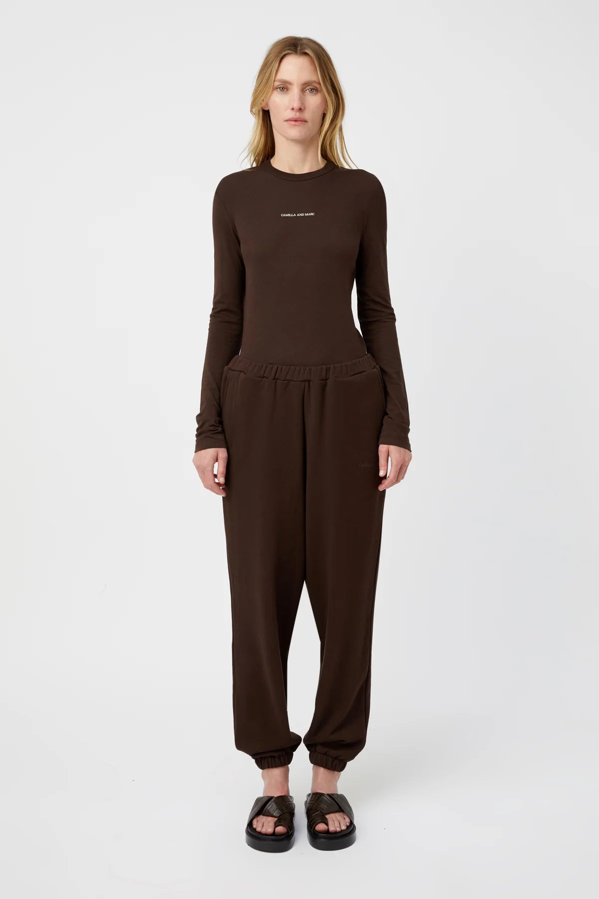 C&M Camilla & Marc Tia Logo Track Pant | Bitter Chocolate