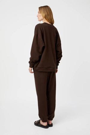 C&M Camilla & Marc Tia Flocking Logo Crew Sweater | Bitter Chocolate