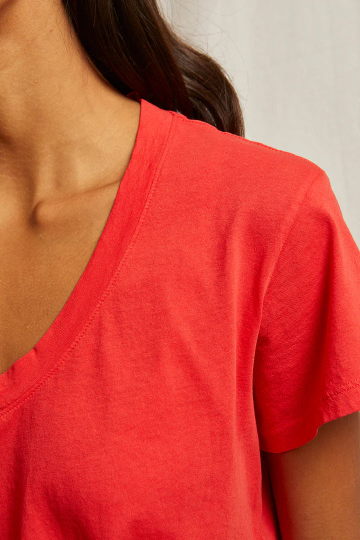 Perfect White Tee Hendrix Basic V Neck Tee | Poppy Red