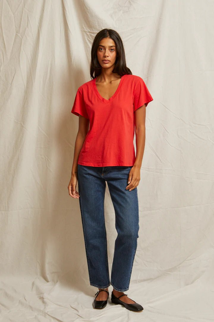 Perfect White Tee Hendrix Basic V Neck Tee | Poppy Red