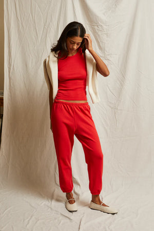 Perfect White Tee Johnny French Terry Sweat Pant | Poppy Red
