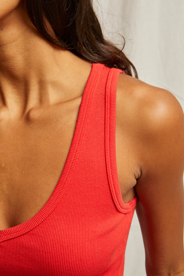 Perfect White Tee Maria V Neck Blondie Tank | Poppy Red