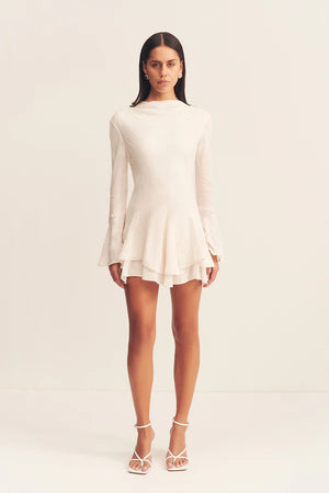 Shona Joy Bowery Long Sleeve Ruffle Mini Dress | Milk
