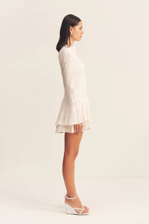 Shona Joy Bowery Long Sleeve Ruffle Mini Dress | Milk