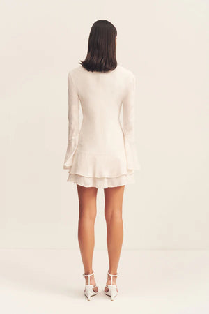 Shona Joy Bowery Long Sleeve Ruffle Mini Dress | Milk