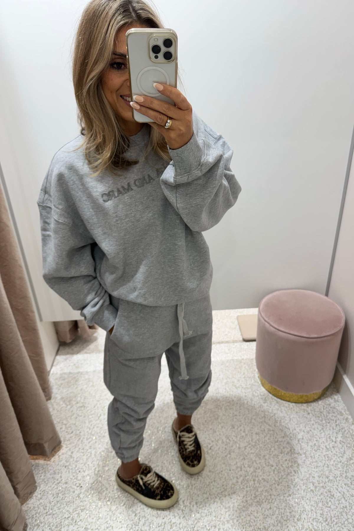 C&M Camilla & Marc Tia Flocking Logo Crew | Grey Marle