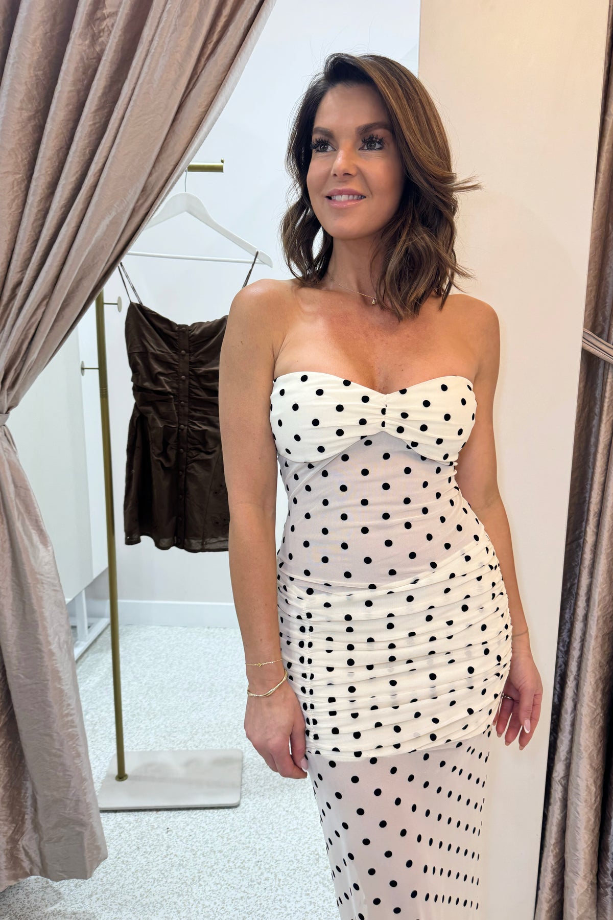 Ownley Vanessa Maxi Dress | Cream Polka