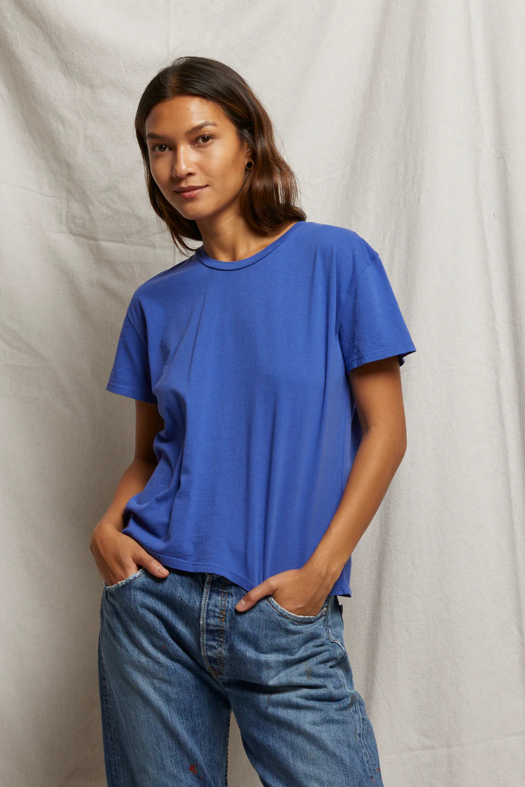 Perfect White Tee Harley Boxy Crew Tee | Violet Blue