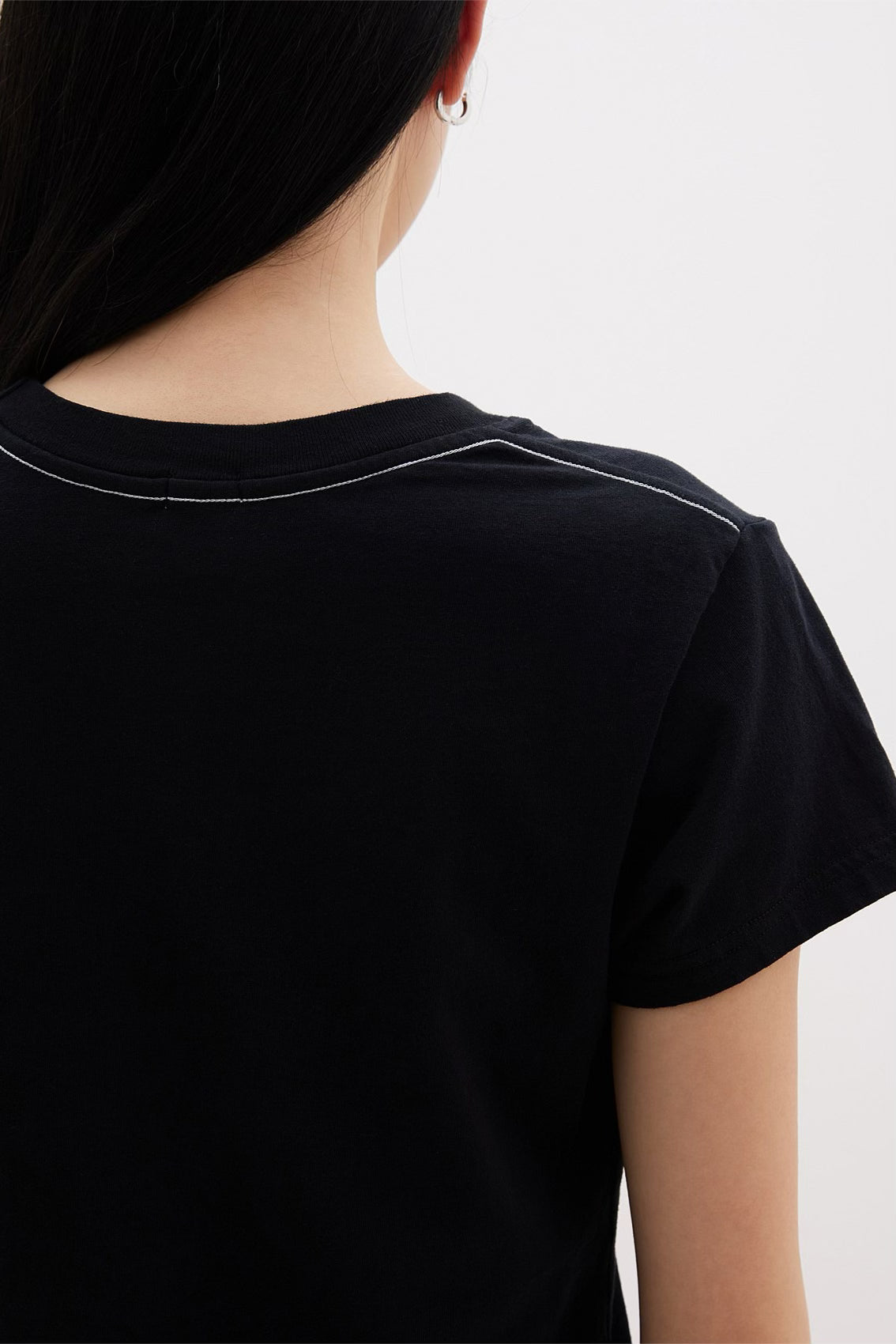 Bassike Dye Raw Edge Baby Tee | Black