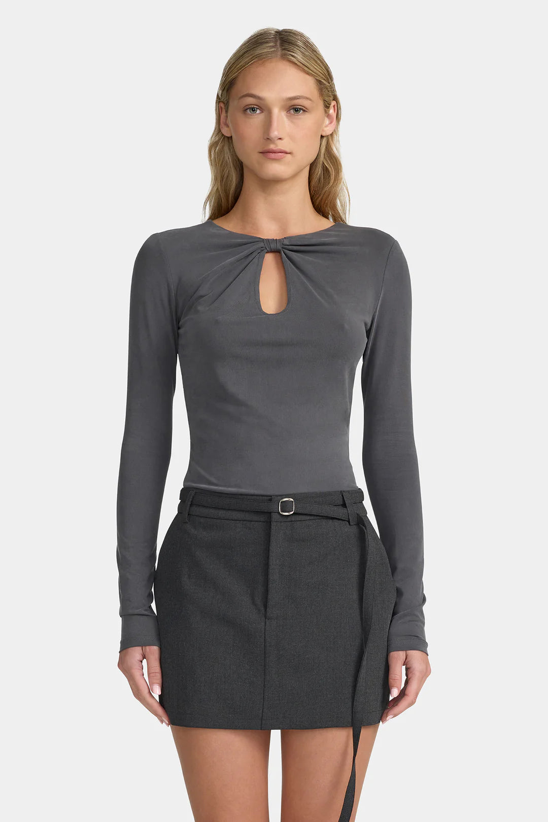 Ownley Isobel Jersey Top | Charcoal