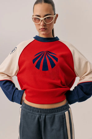 Araminta James Races Waffle Sweatshirt | Poppy Red