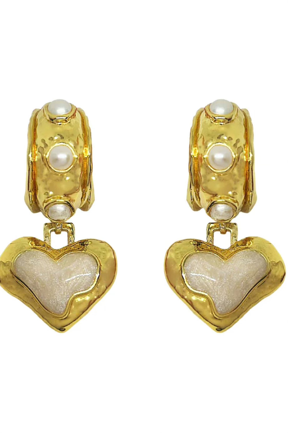 Mountain & Moon Elena Earrings | Gold Pearl