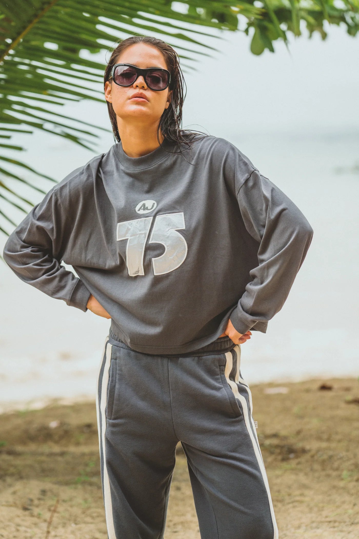 Araminta James Daytona Long Sleeve Top | Washed Black