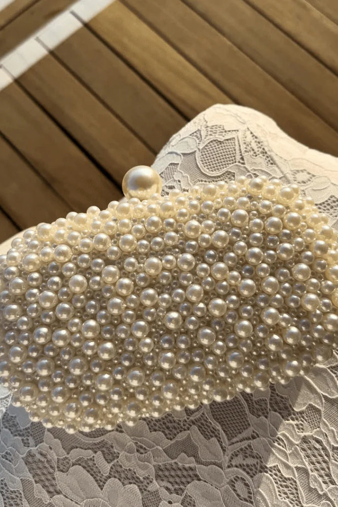 Olga Berg The Valentina Pearl Clutch Bag | Pearl/Silver