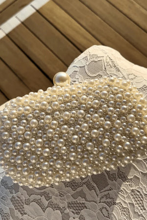 Olga Berg The Valentina Pearl Clutch Bag | Pearl/Silver