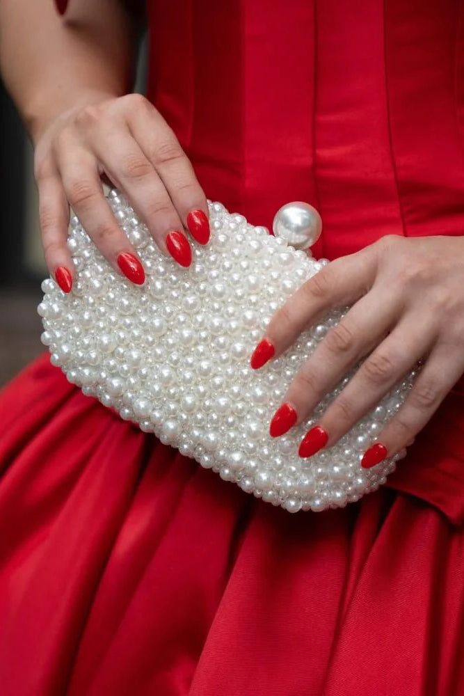 Olga Berg The Valentina Pearl Clutch Bag | Pearl/Silver