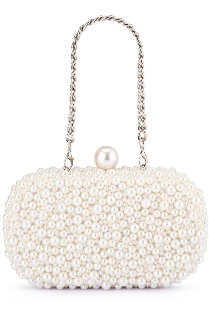 Olga Berg The Valentina Pearl Clutch Bag | Pearl/Silver