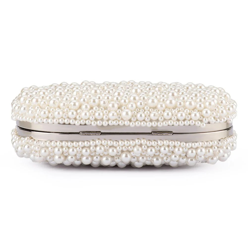 Olga Berg The Valentina Pearl Clutch Bag | Pearl/Silver