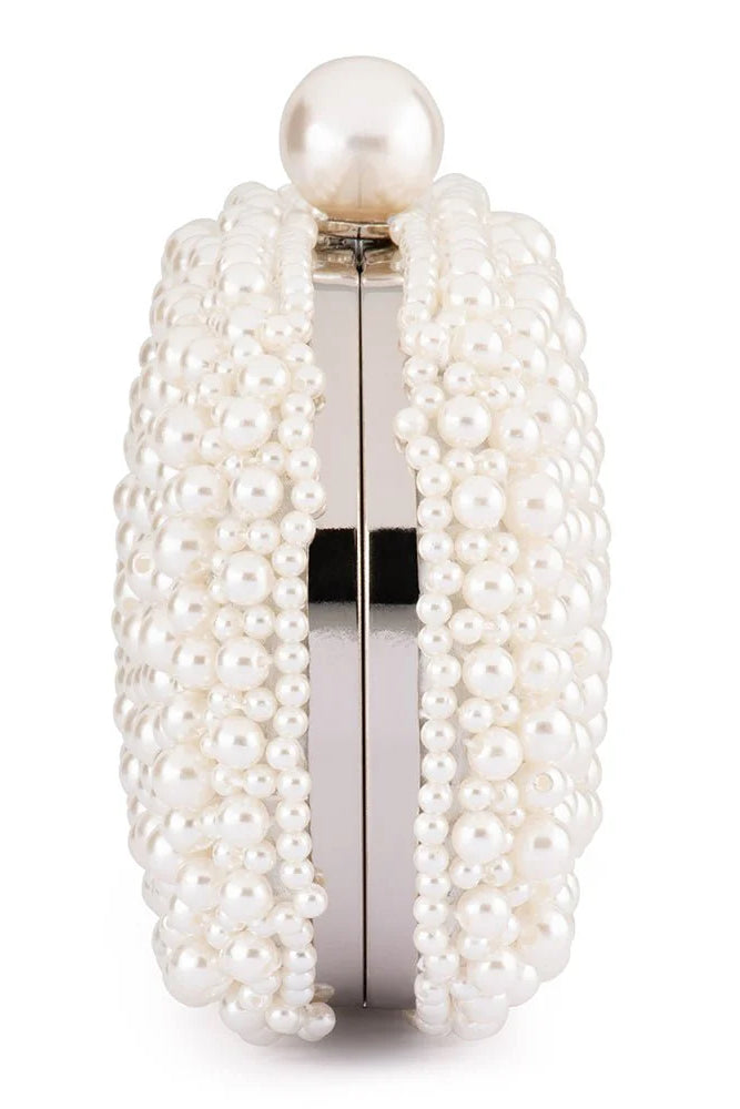 Olga Berg The Valentina Pearl Clutch Bag | Pearl/Silver