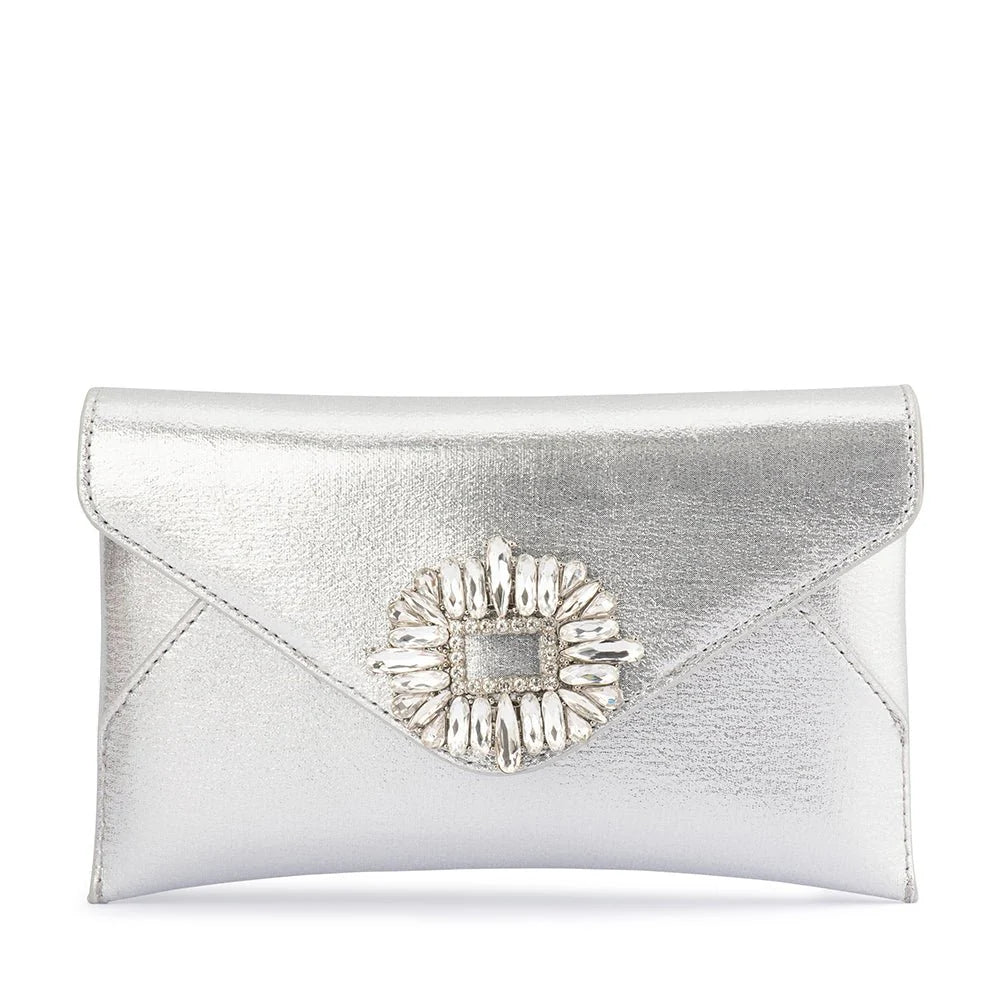 Olga Berg The Antonia Envelope Clutch Bag | Silver