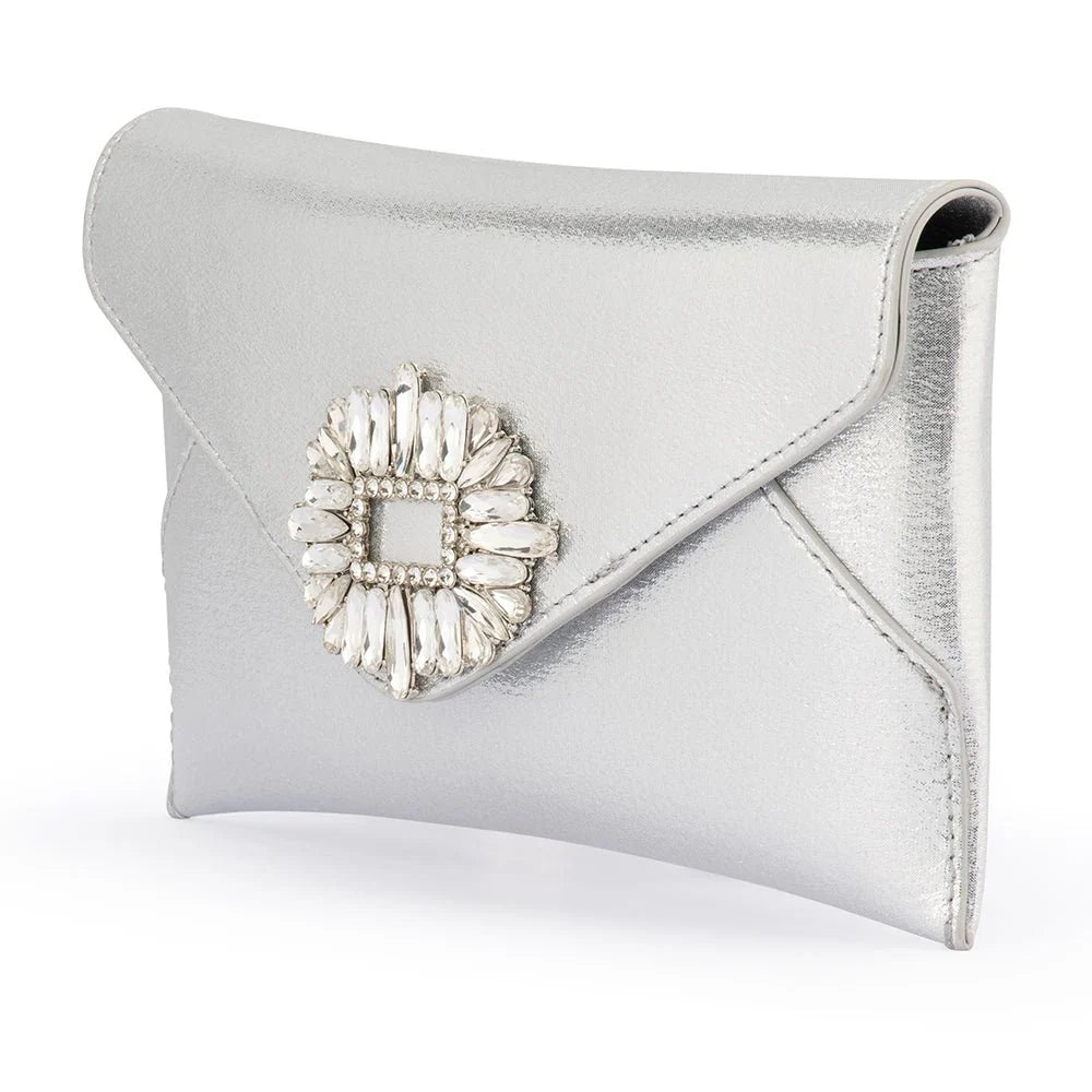 Olga Berg The Antonia Envelope Clutch Bag | Silver