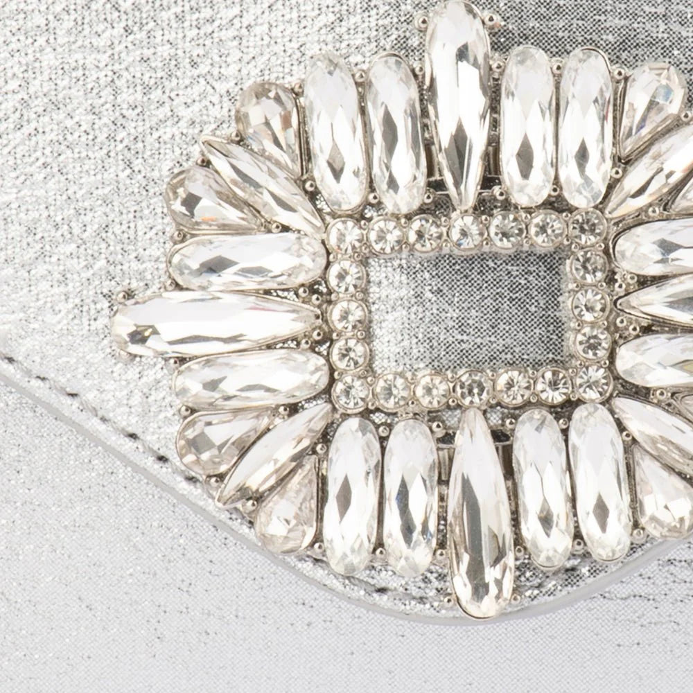 Olga Berg The Antonia Envelope Clutch Bag | Silver