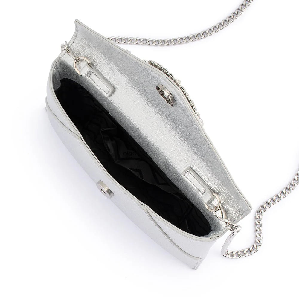Olga Berg The Antonia Envelope Clutch Bag | Silver