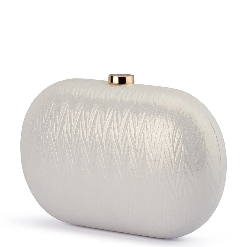 Olga Berg The Izza Oval Clutch Bag | Pearl
