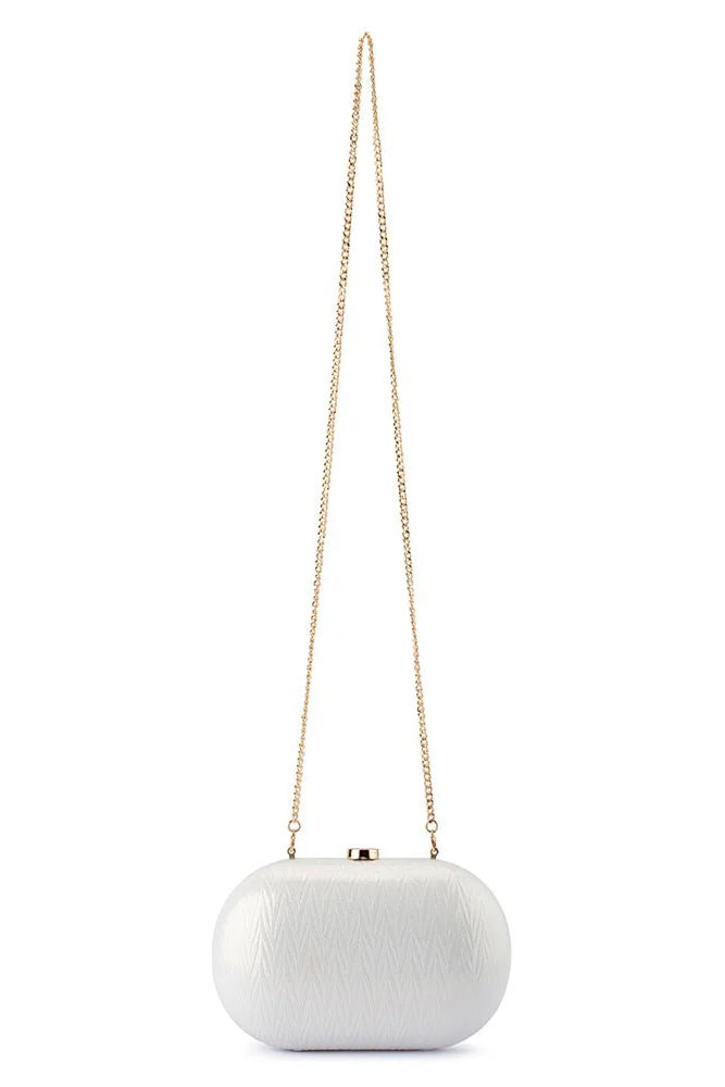 Olga Berg The Izza Oval Clutch Bag | Pearl