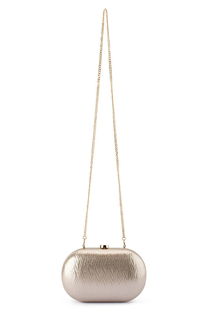 Olga Berg The Izza Oval Clutch Bag | Gold