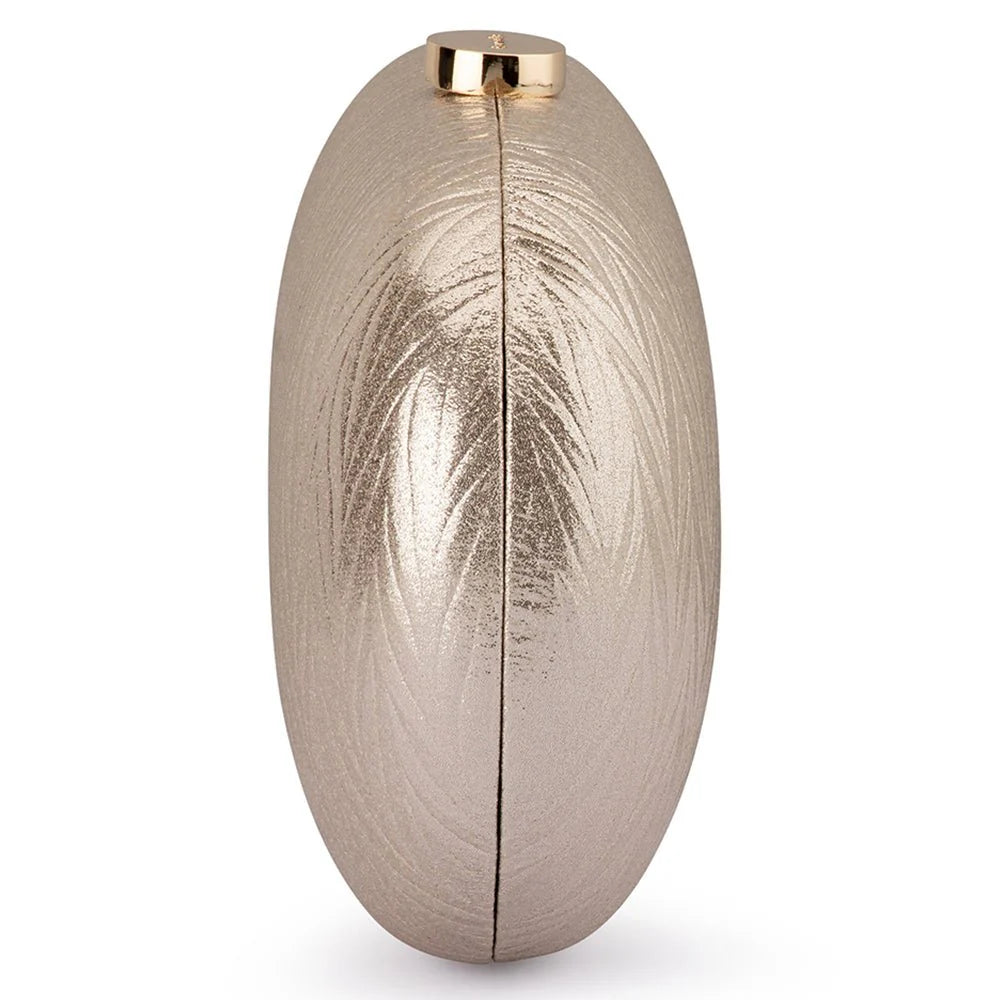 Olga Berg The Izza Oval Clutch Bag | Gold