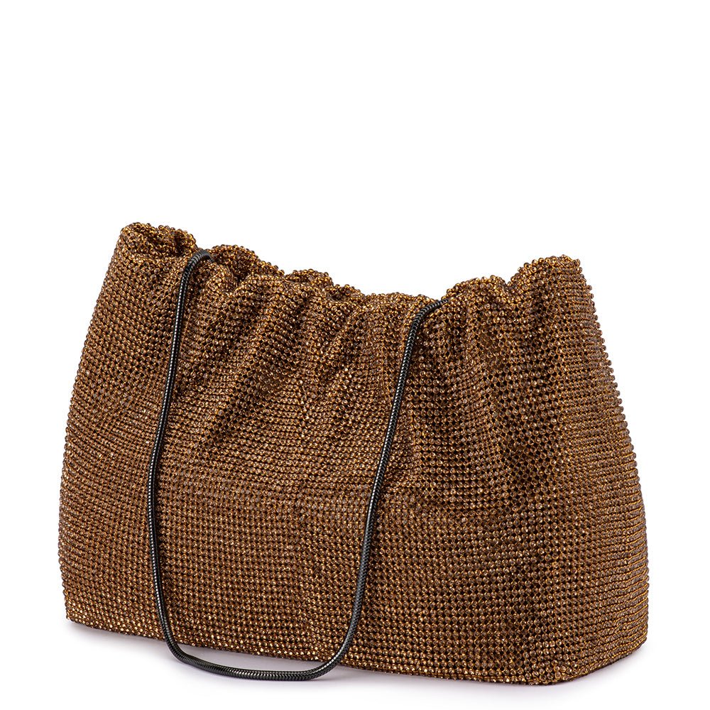 Olga Berg The Jessie Crystal Mesh Pouch | Bronze